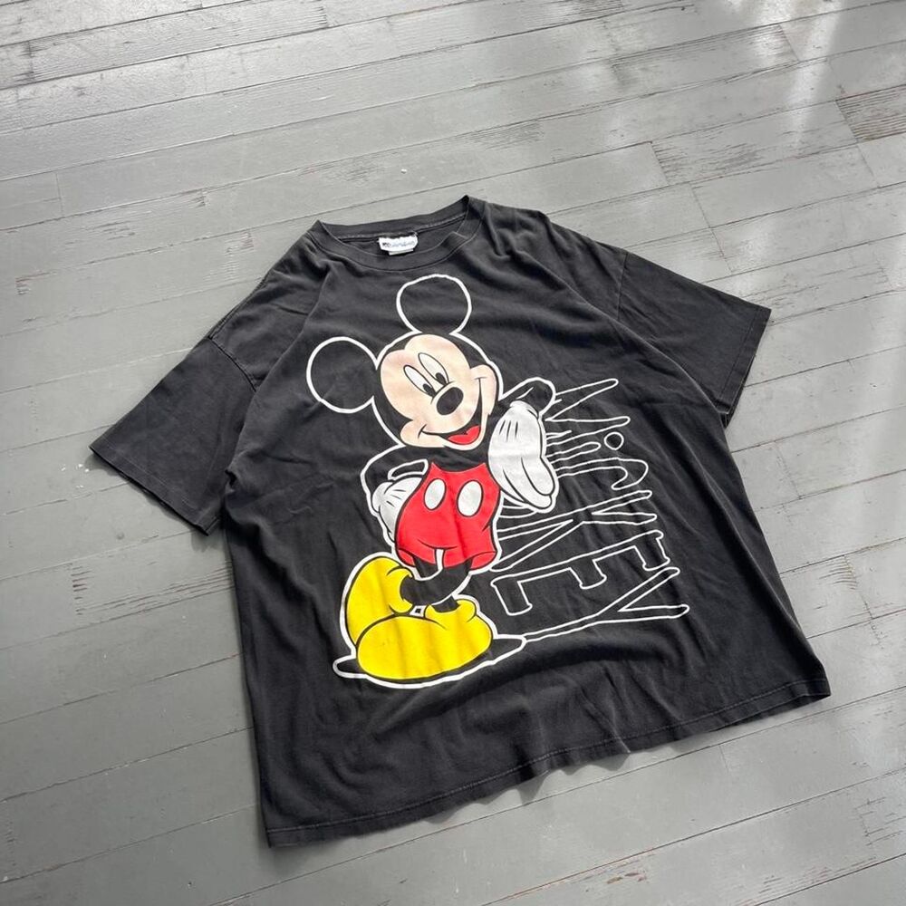 Vintage 90s Jacques Mickey Mouse Large Print Y2K Graphic Tee Shirt